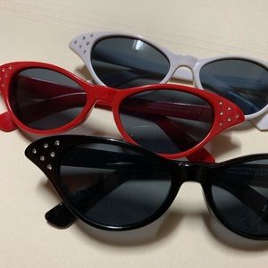 Cat Eye Sunglasses - Red, white, & black